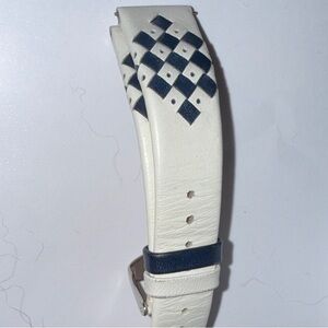 EUC Authentic Michele White and Black Diamond Pattern Leather Watch Strap